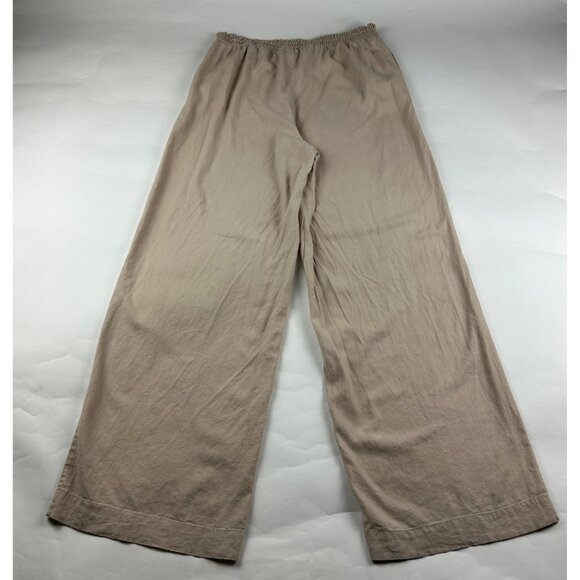 TALL New York & Co Soft Tan Linen Blend Wide Leg Lounge Pant LT - Picture 6 of 7